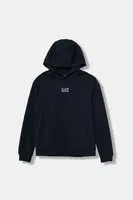 Dětská bavlněná mikina EA7 Emporio Armani bílá barva, s potiskem, 7B000024 AF10380