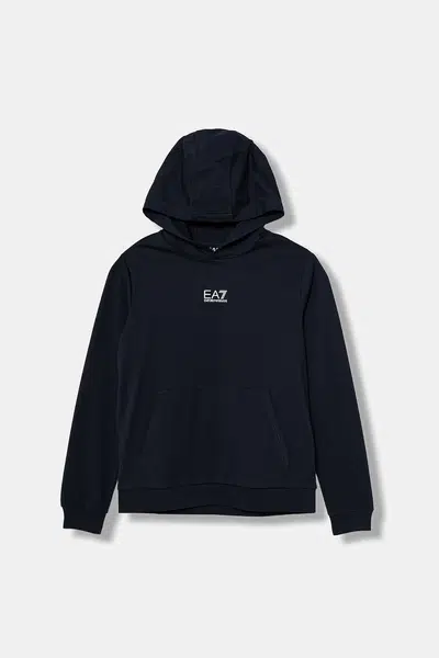 Dětská bavlněná mikina EA7 Emporio Armani bílá barva, s potiskem, 7B000024 AF10380