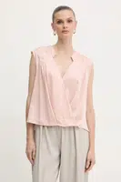 Hedvábná halenka BOSS dámská, fialová barva, hladká, 50548238