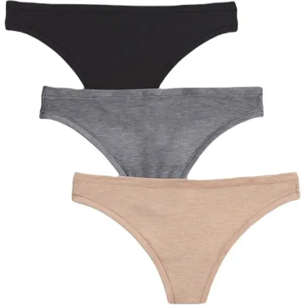 GAP BREATHE THONG 3PK Dámske nohavičky, béžová, veľkosť