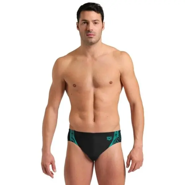 Arena SWIM BRIEF GRAPHIC Pánske slipové plavky, čierna, veľkosť