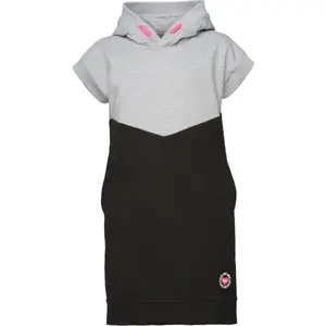 Lewro AIZAN Dievčenské krátke šaty s kapucňou, sivá, veľkosť 116-122