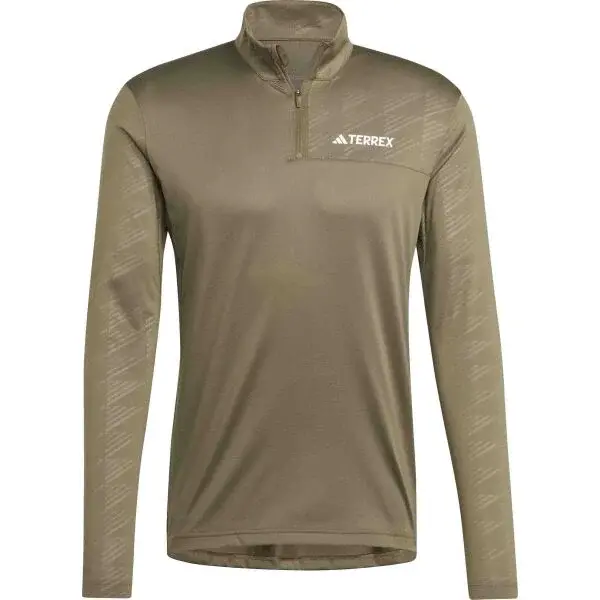 adidas TERREY MULTI HALF-ZIP Pánske tričko, khaki, veľkosť XXL