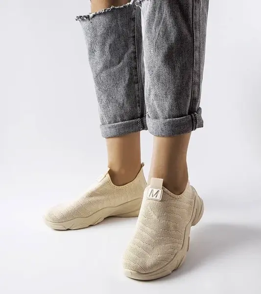 Gemre Beige fabric women's sports shoes Aaron