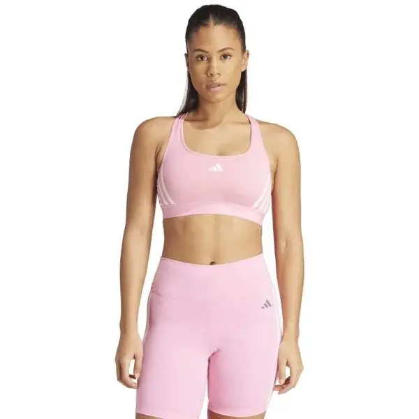 adidas POWERIMPACT TRAIN 3-STRIPES BRA Dámska športová podprsenka, ružová, veľkosť M A-B