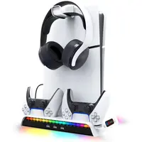 Multifunkční nabíjecí RGB stojan iPega P5S006 s chlazením pro  PS5 Slim bílá