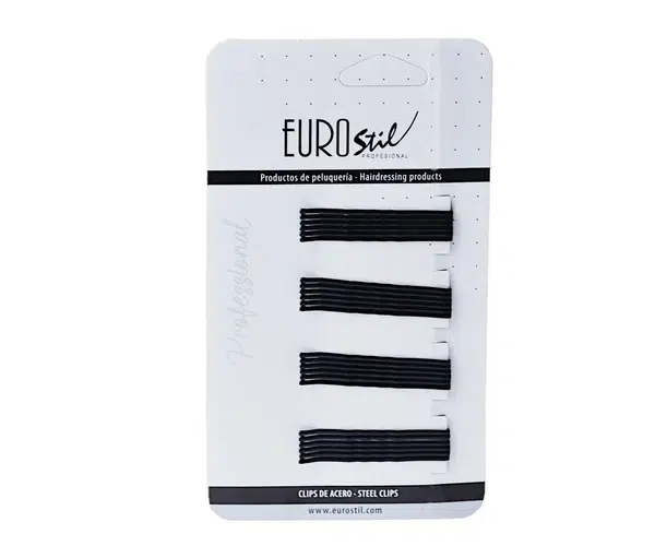 Vlnitá sponka Eurostil Professional - 5 cm, černá - 24 ks (01609/50)