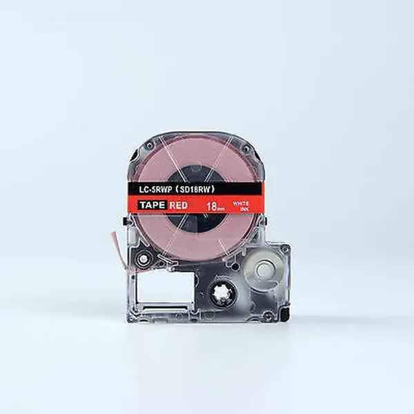 Epson LK-SD18RW, 18mm x 9m, bílý tisk / červený podklad, kompatibilní páska