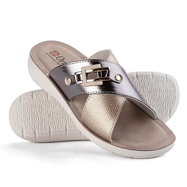 Dámské pantofle na klínku se zlatými pásky vel. 41