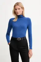 Vlněný svetr United Colors of Benetton dámský, šedá barva, s golfem, 1002D2348