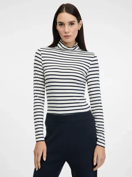 Navy Blue Women's Striped Long Sleeve T-Shirt ORSAY - Women's