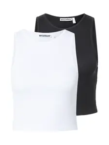 WEEKDAY Top  čierna / biela