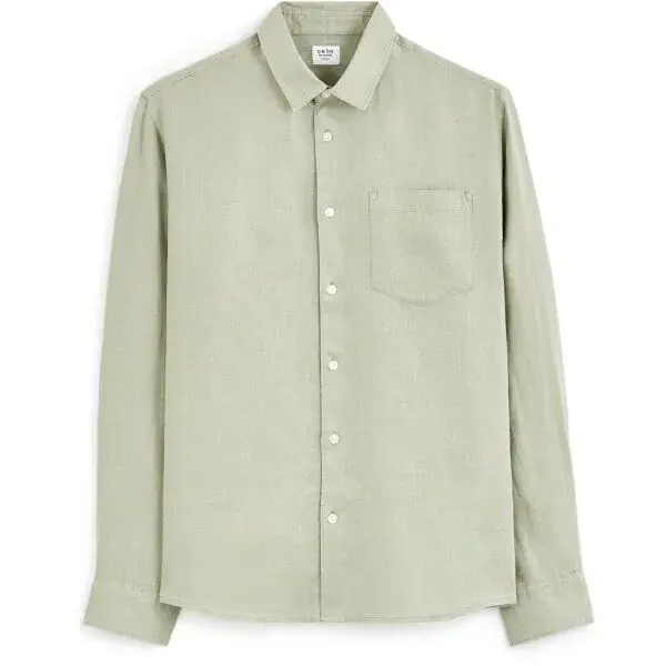 CELIO DAFLIX Pánska ľanová košeľa, svetlo zelená, veľkosť
