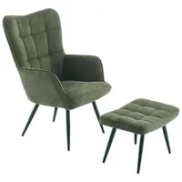 Ti'me RELAXAČNÍ KŘESLO S TABURETEM, kov, textil, zelená