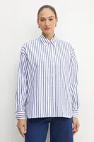 Bavlněná košile Ivy Oak bílá barva, relaxed, s klasickým límcem, IO1122F2253