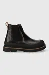 Kožené kotníkové boty Birkenstock dámské, černá barva, na plochém podpatku