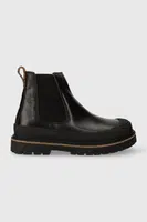 Kožené kotníkové boty Birkenstock dámské, černá barva, na plochém podpatku