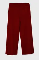 Dětské kalhoty United Colors of Benetton červená barva, hladké