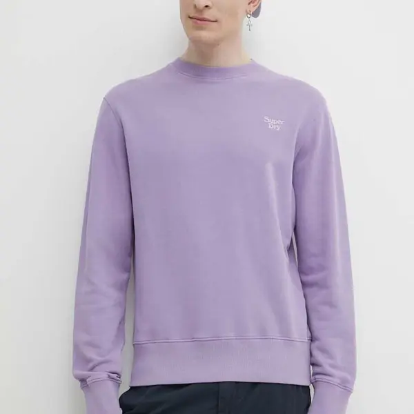 Bavlněná mikina Superdry pánská, fialová barva, hladká
