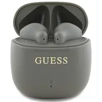 Bezdrátová sluchátka do uší Guess Printed Classic Logo šedá barva