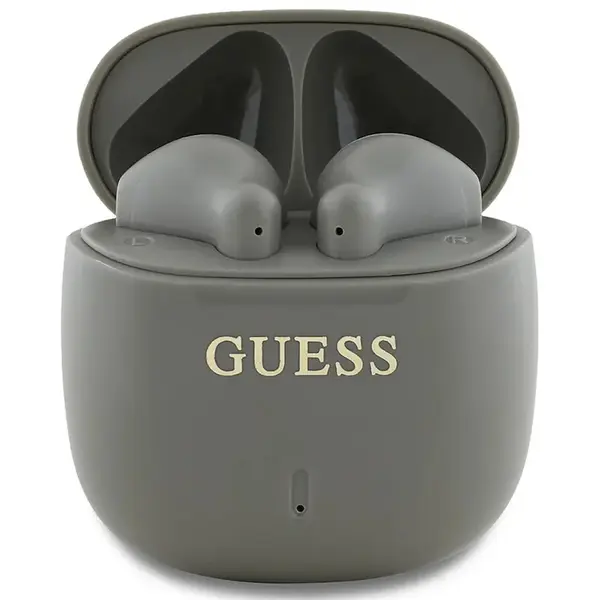 Bezdrátová sluchátka do uší Guess Printed Classic Logo šedá barva