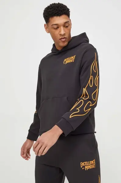 Bavlněná mikina Puma pánská, černá barva, s kapucí, s potiskem, 624759