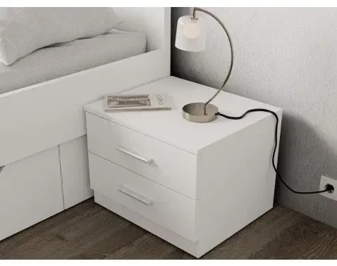 Nočný stolík s 2 zásuvkami Iwetta, biely%