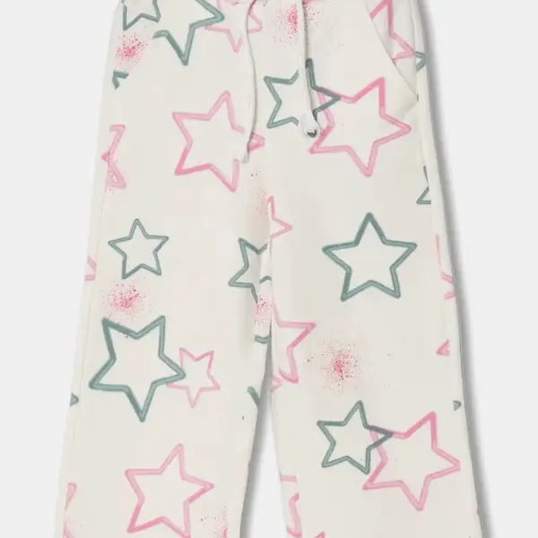 Dětské tepláky United Colors of Benetton bílá barva, vzorované, 39T6GF040
