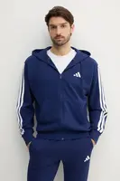 Mikina adidas Essentials pánská, tmavomodrá barva, s kapucí, vzorovaná, JE6341