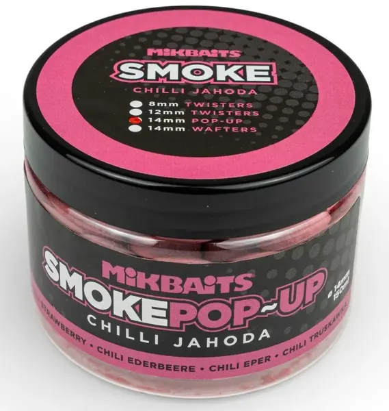 Mikbaits plovoucí boilie smoke pop-up 14 mm 150 ml - chilli jahoda
