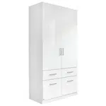 Carryhome ŠATNÍ SKŘÍŇ S OTOČNÝMI DVEŘMI, bílá, vysoce lesklá bílá, 91/197/54 cm