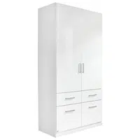 Carryhome ŠATNÍ SKŘÍŇ S OTOČNÝMI DVEŘMI, bílá, vysoce lesklá bílá, 91/197/54 cm