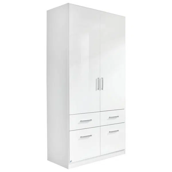Carryhome ŠATNÍ SKŘÍŇ S OTOČNÝMI DVEŘMI, bílá, vysoce lesklá bílá, 91/197/54 cm