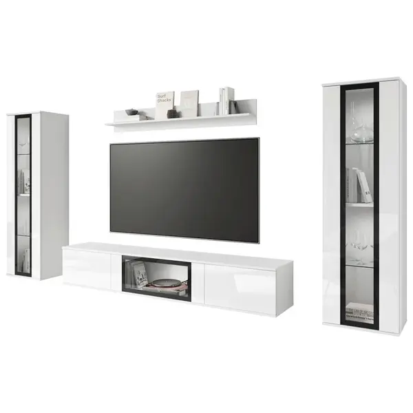 Livetastic OBÝVACÍ STĚNA, bílá, vysoce lesklá bílá