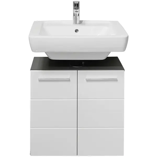 Xora SKŘÍŇKA POD UMYVADLO, vysoce lesklá bílá, antracitová, 60/62/31 cm