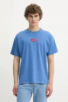 Bavlněné tričko Levi's modrá barva, s potiskem, 87373