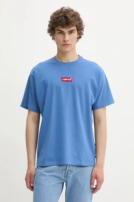 Bavlněné tričko Levi's modrá barva, s potiskem, 87373