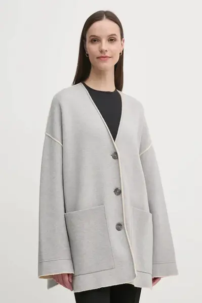 Oboustranný kardigan OUI šedá barva, 90801