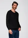 Ombre Men's ribbed sweater with buttons at the neckline - black
