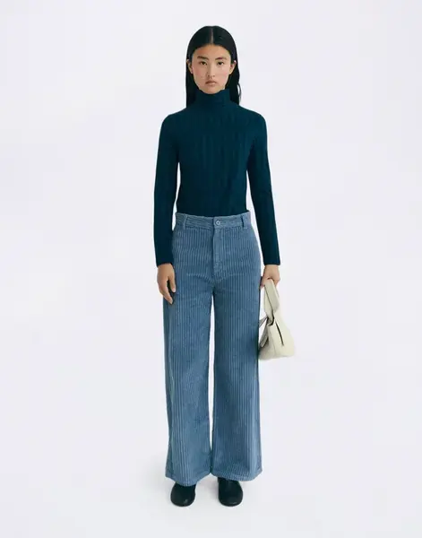 Thinking MU Fuzz Corduroy Karina Pants BLUE 42