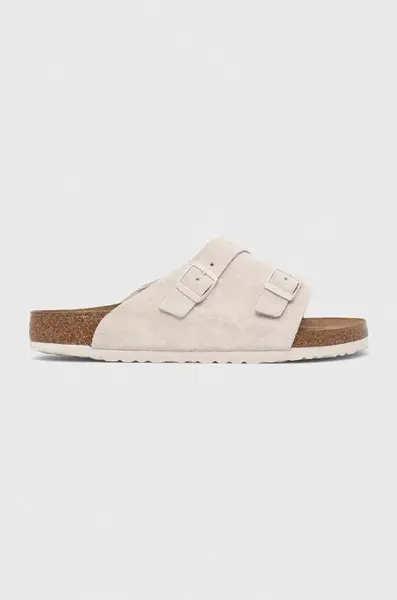 Semišové pantofle Birkenstock Zürich pánské, béžová barva, 1025028