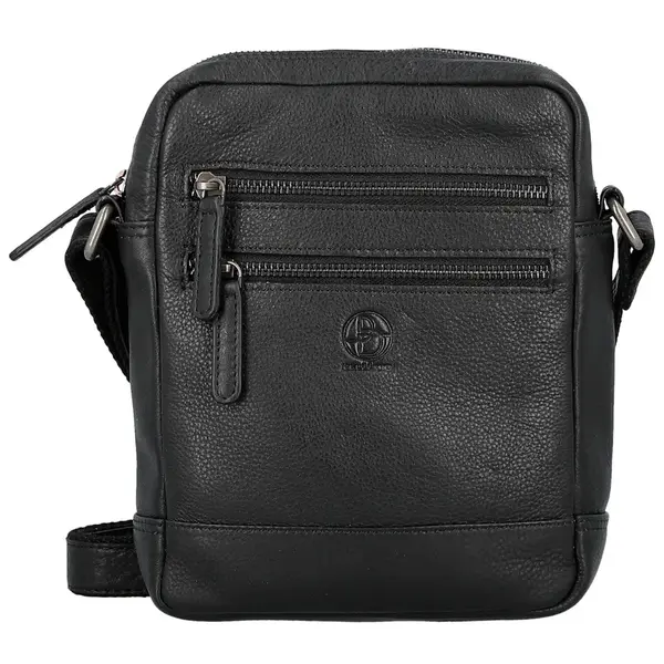 Pánská kožená crossbody taška černá - Bellugio Tiber