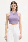 HUGO Blue crop top dámsky bavlnený s elastanom Baby Tank_B