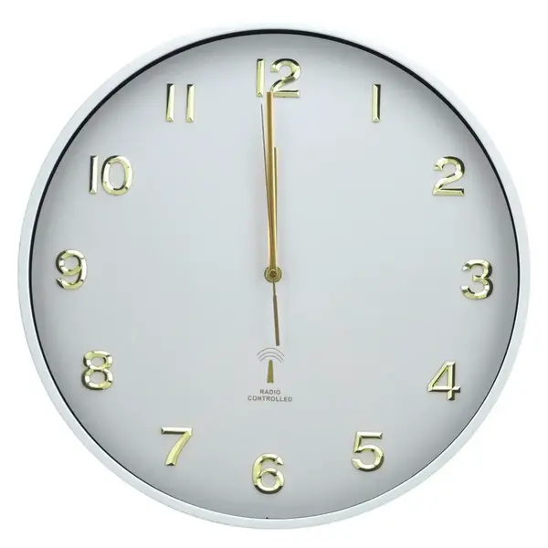 Ambia Home RÁDIEM ŘÍZENÉ HODINY bílá 40 cm