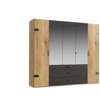 MID.YOU ŠATNÍ SKŘÍŇ SE ZRCADLEM, barvy grafitu, barvy dubu, 250/216/58 cm