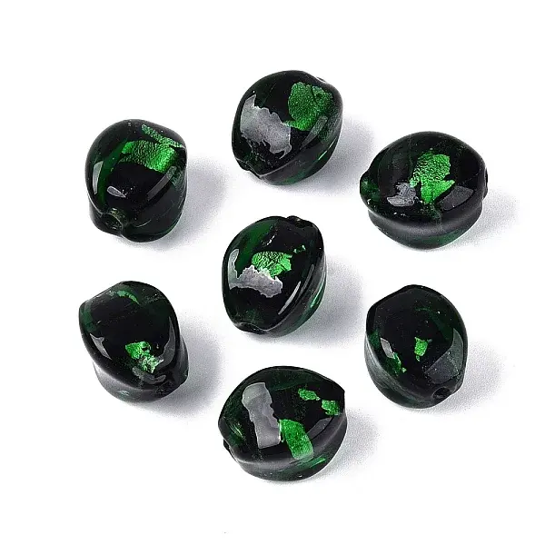 Handmade Silver Foil Glass Beads