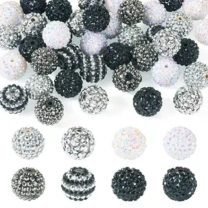 40Pcs 8 Styles Resin Rhinestone Beads