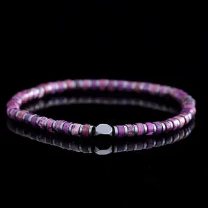 Dyed Natural Imperial Jasper & Synthetic Non-magnetic Hematite Beads Stretch Bracelets for Men