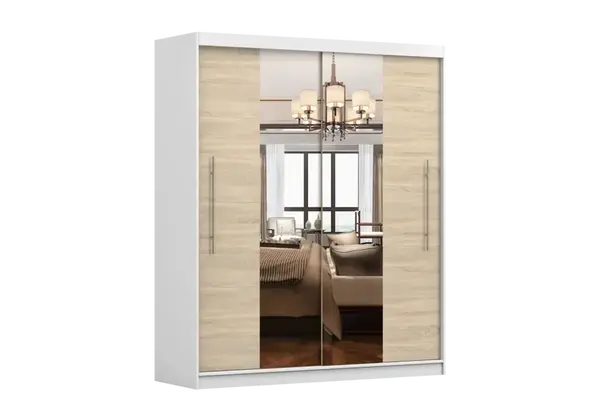 Šatní skříň Rico I Barva korpusu: Bílá, Dveře: Dub sonoma