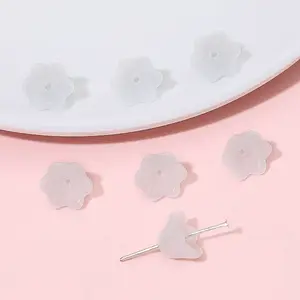 10Pcs Gradient Color Transparent Glass Bead Caps